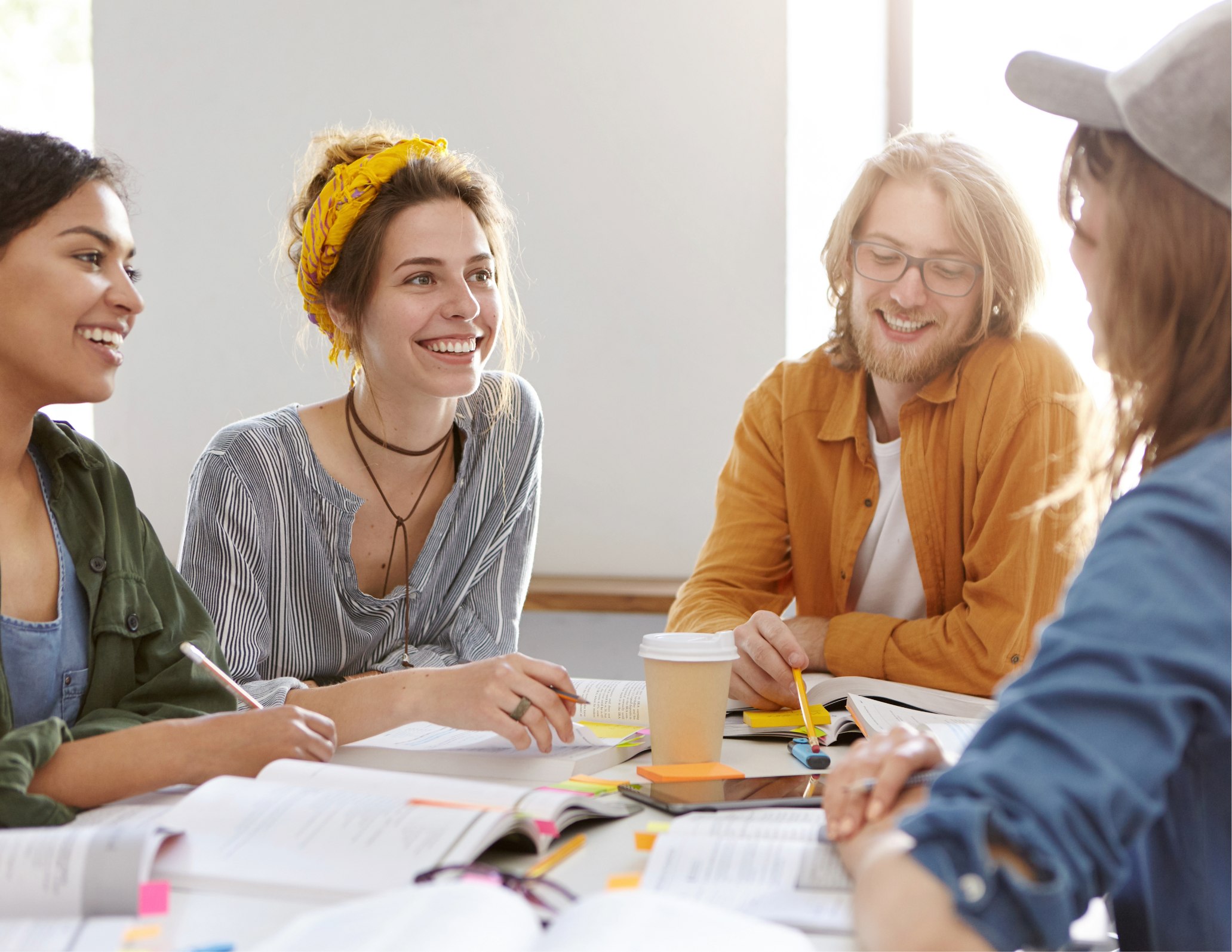 Diverse team of educators collaborating and working together